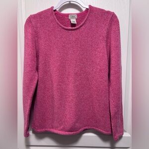 L.L.Bean pink cotton marled crewneck sweater. Size M crew neck long sleeves